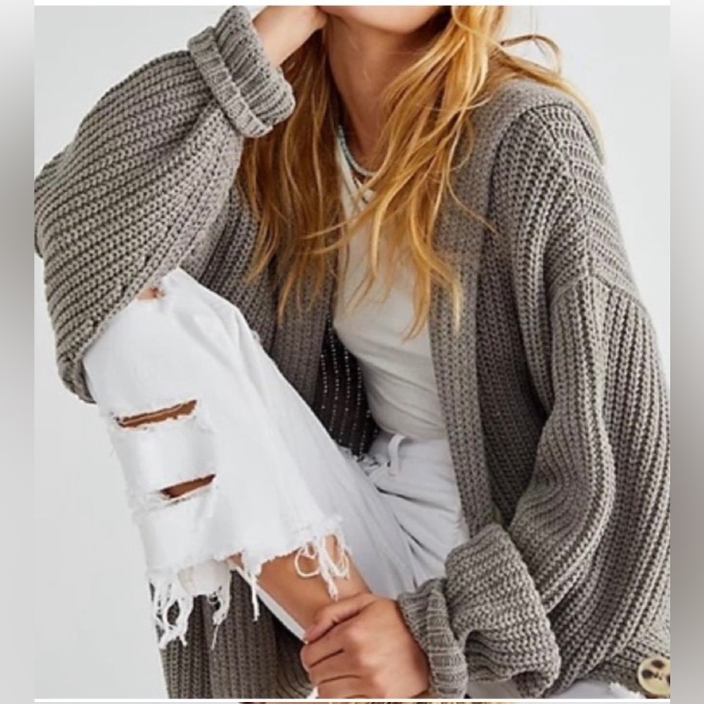 NWT Free People Swim Too Deep Cardi Grey - size medium